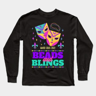 Carnival Party Mardi Gras 2022 Beads And Blings Long Sleeve T-Shirt